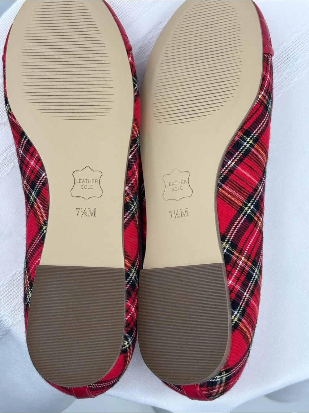 Talbots Red Plaid Quilted-toe Flats Size 7.5 - Picture 5 of 5